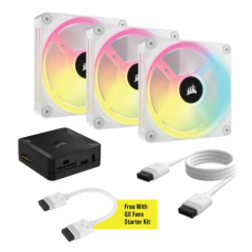 Corsair iCUE LINK QX120 RGB 3 in 1 120mm PWM Case Fan Starter Kit with iCUE LINK System Hub White